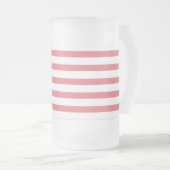 バラと白の水平ストライプ フロストグラスビールジョッキ (正面右)