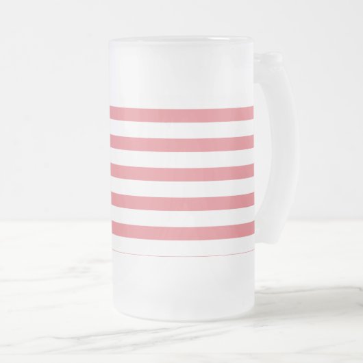 バラと白の水平ストライプ フロストグラスビールジョッキ (正面右)