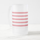 バラと白の水平ストライプ フロストグラスビールジョッキ (正面左)