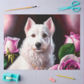 バラと白犬コレクション 薄葉紙 (クラフト)