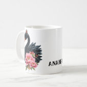 バラと白鳥の輝きの融合 コーヒーマグカップ (正面左)