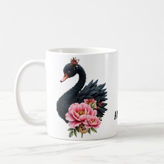 バラと白鳥の輝きの融合 コーヒーマグカップ (左)