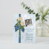 バラと真珠の写真カスタマイズ付き 招待状 (スタンド正面)