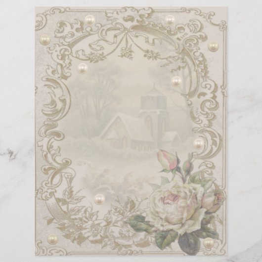 バラと真珠の冬のシーン (裏面)