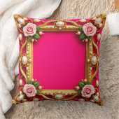 バラと真珠エレガント付き金枠 クッション (ブランケット)