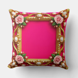 バラと真珠エレガント付き金枠 クッション