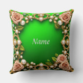 バラと真珠エレガント付き金枠 クッション (裏面)