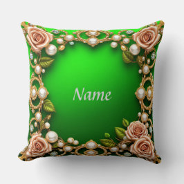 バラと真珠エレガント付き金枠 クッション