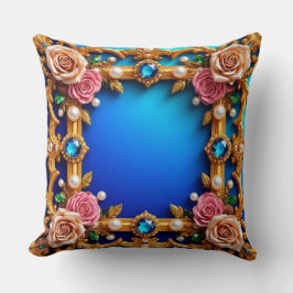 バラと真珠エレガント付き金枠 クッション