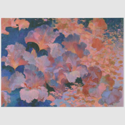 バラと真鍮の印象派油絵フラワーアート 薄葉紙 (正面)