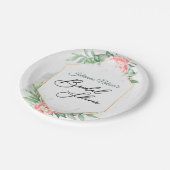 バラと緑の花柄の紙皿 ペーパープレート (アングル)