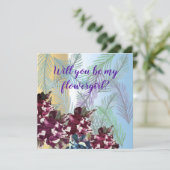 バラと緑の葉 あなたは私のフラワーガールカードになりますか サンキューカード (スタンド正面)