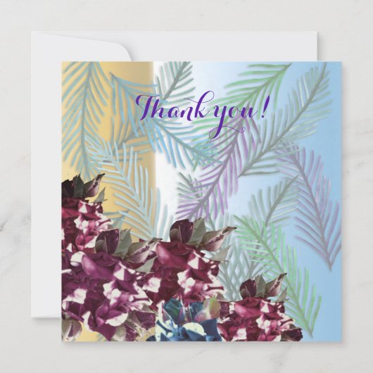 バラと緑の葉 あなたは私のフラワーガールカードになりますか サンキューカード (裏面)