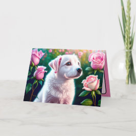 バラと美しい犬のコレクション カード