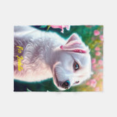 バラと美しい犬コレクション フリースブランケット (正面(横))