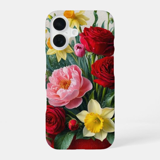 バラと芍薬と水仙 iPhone 16ケース (裏面)
