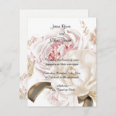 バラと芍薬のソフトカラーパレット結婚式招待状 招待状 (正面/裏面)