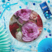 バラと芍薬の花柄の紙皿 ペーパープレート (パーティー)