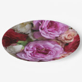 バラと芍薬の花柄の紙皿 ペーパープレート (アングル)