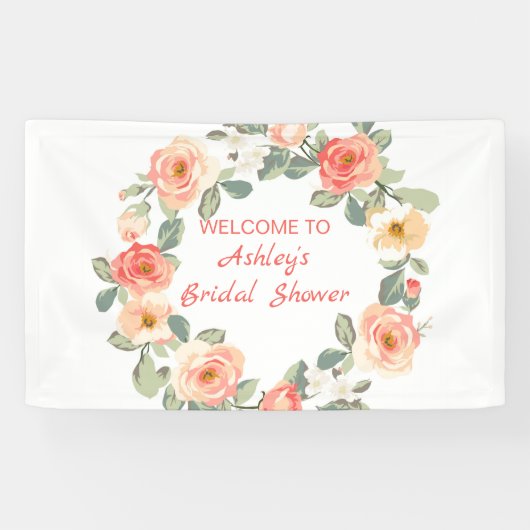 バラと芽のリース 横断幕 (横)