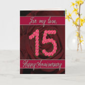 バラと葉の15周年記念カード カード (黄色い花)