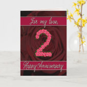 バラと葉の2周年記念カード カード (黄色い花)