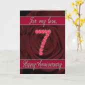 バラと葉の7周年カード カード (黄色い花)