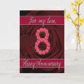 バラと葉の8周年カード カード (黄色い花)