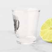 バラと蛾 – ブラックモノグラム ショットグラス (右)