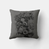 バラと蛾 – 黒 クッション (裏面)