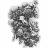 バラと蛾 – 黒 シール (正面)