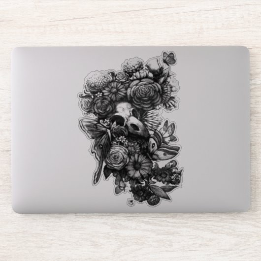 バラと蛾 – 黒 シール (コンピューター)