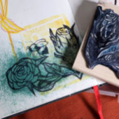 バラと蜂 ラバースタンプ