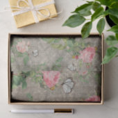 バラと蝶のダマスクの木のデコパージュ 薄葉紙 (ギフト)