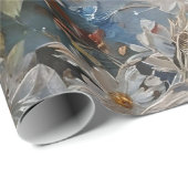 バラと蝶のプリントデクページ/ ラッピングペーパー (ロールコーナー)