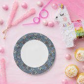 バラと蝶の柄 ペーパープレート (パーティー)