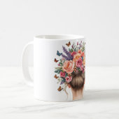 バラと蝶の花冠の女性 Water コーヒーマグカップ (正面左)
