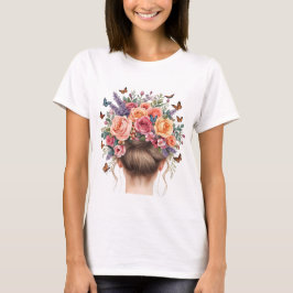 バラと蝶の花冠の女性 Water Tシャツ