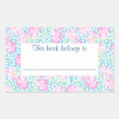 バラと蝶の蔵書票へ 長方形シール (正面)