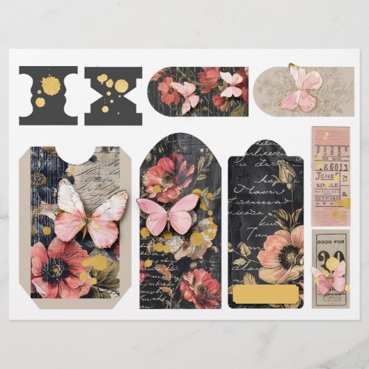 バラと蝶エフエマラジャンクジャーナルラベル (正面)