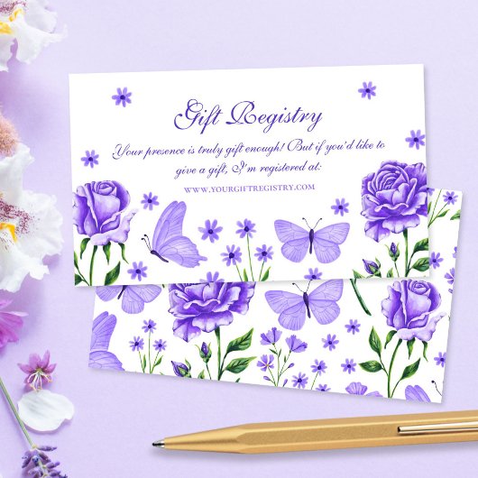 バラと蝶ギフトレジストリキンセアニラ エンクロージャーカード