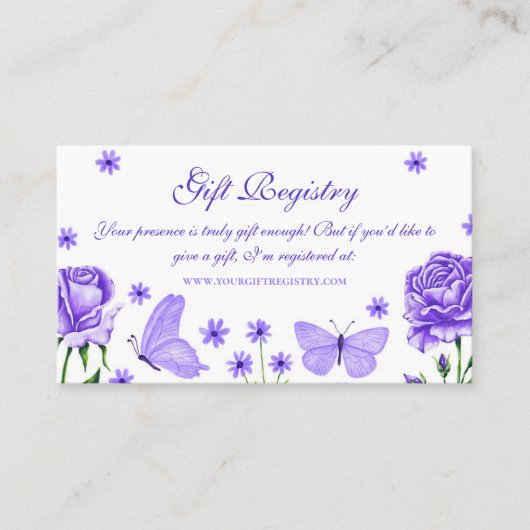 バラと蝶ギフトレジストリキンセアニラ エンクロージャーカード (正面)