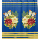 バラと蝶 シャワーカーテン (正面)