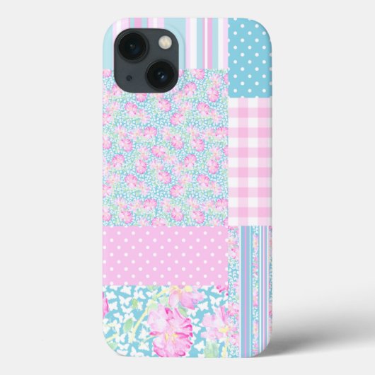 バラと蝶， フェイク Patchwork iPadケース Case-Mate iPhoneケース (裏面)