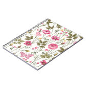 バラと蝶:フローラシームレス ノートブック (左側)