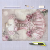 バラと裁縫エフェメラパターン 薄葉紙 (クラフト)