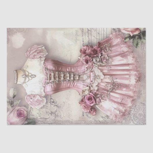 バラと裁縫エフェメラパターン 薄葉紙 (正面)