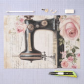 バラと裁縫エフェメラパターン 薄葉紙 (クラフト)