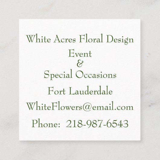 バラと観葉額正方形の名刺 スクエア名刺 (裏面)