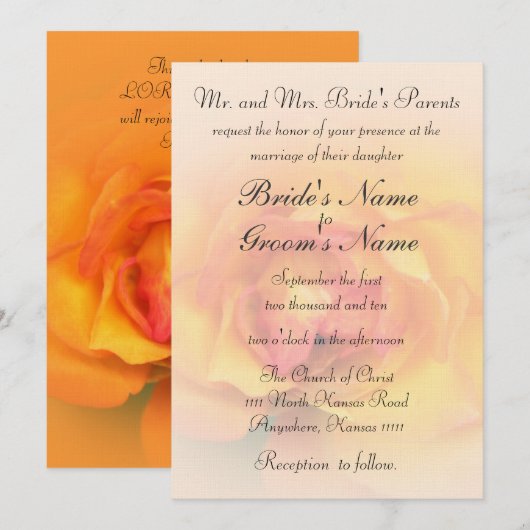 バラと詩結婚の 招待状 (正面/裏面)